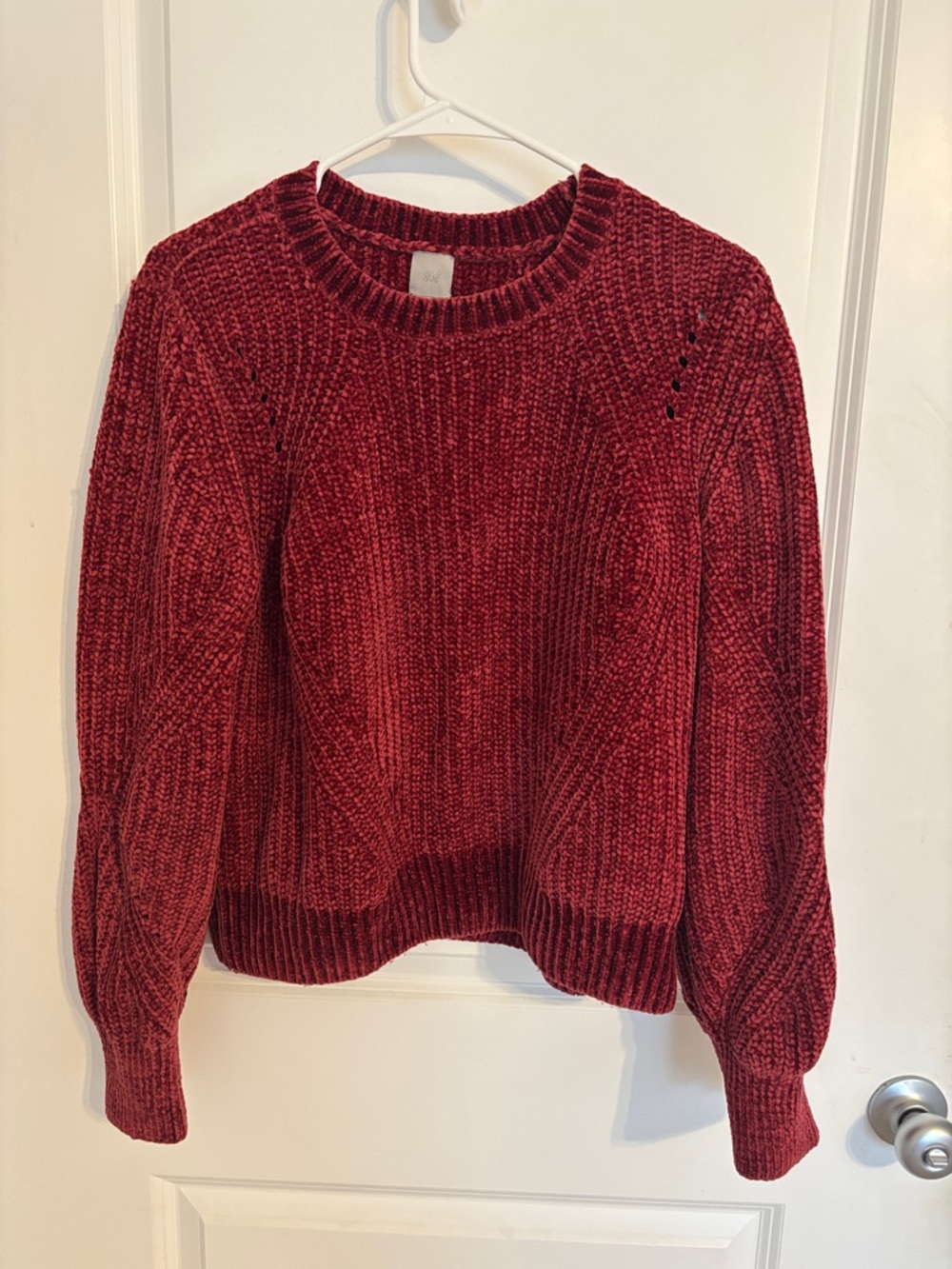 H&M Plush Chenille Crewneck Sweater - Deep Wine Red